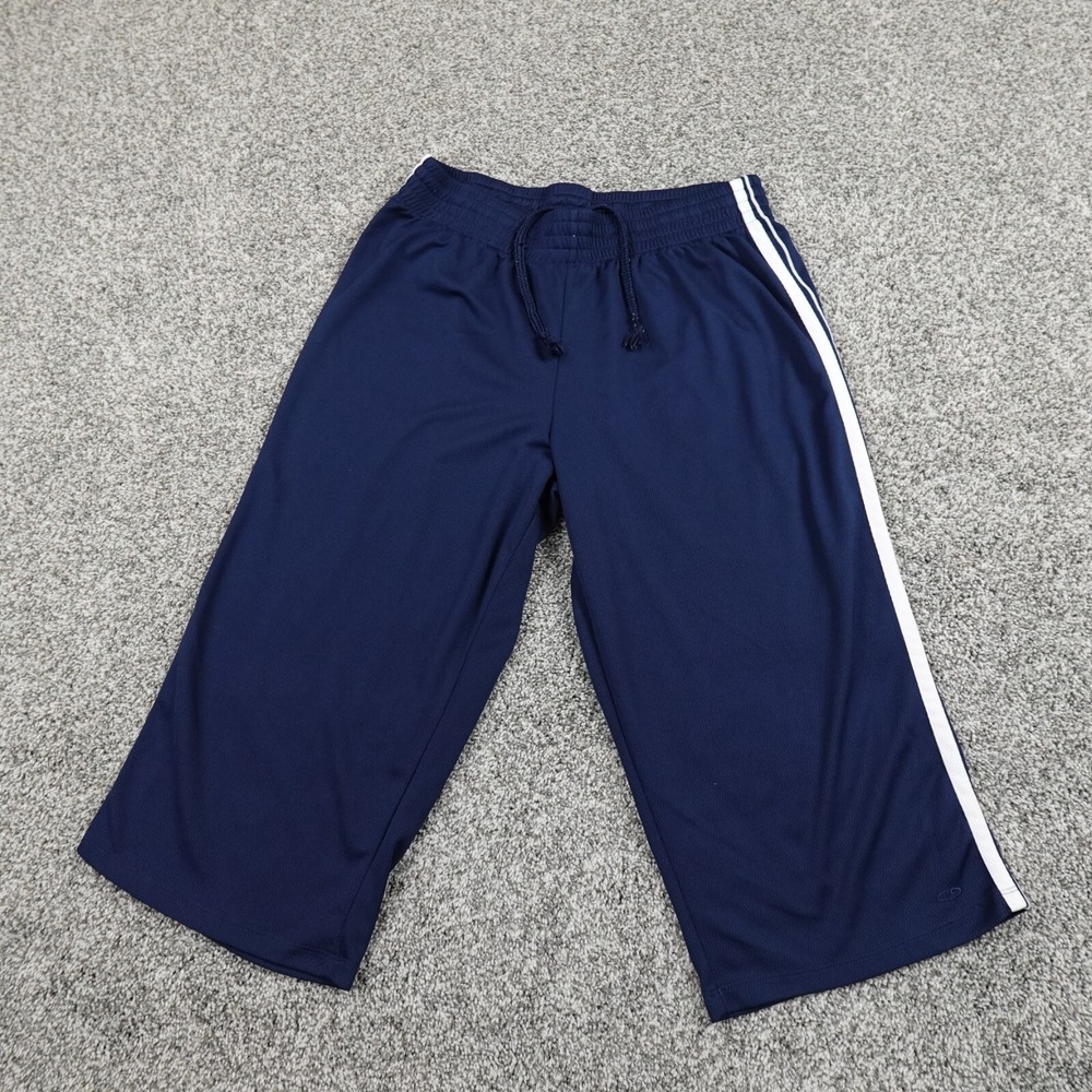 Champion Shorts Mens L Blue Mesh Sweatpants Long Athletic Sports Gym Workout Y2K